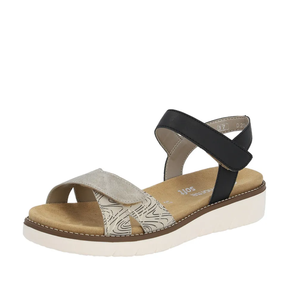 Best Sale Rieker Remonte Sandal Dame Sølv,sort