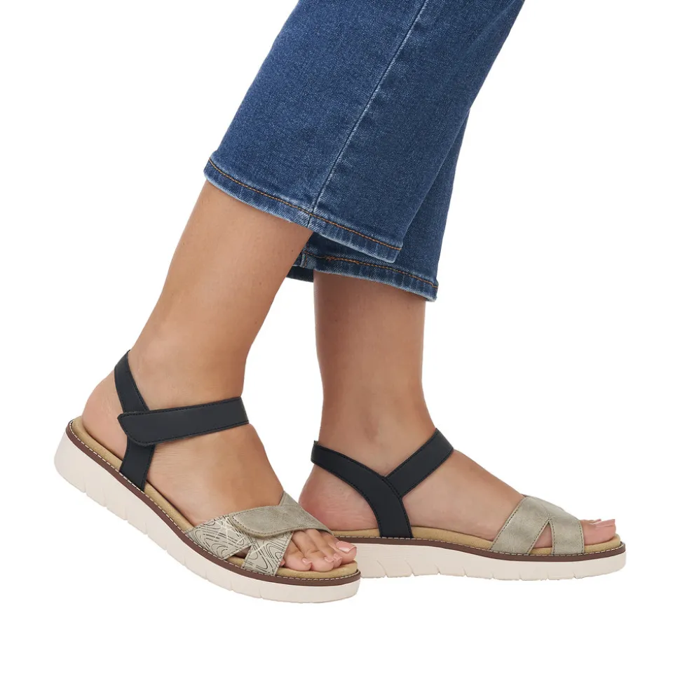 Best Sale Rieker Remonte Sandal Dame Sølv,sort