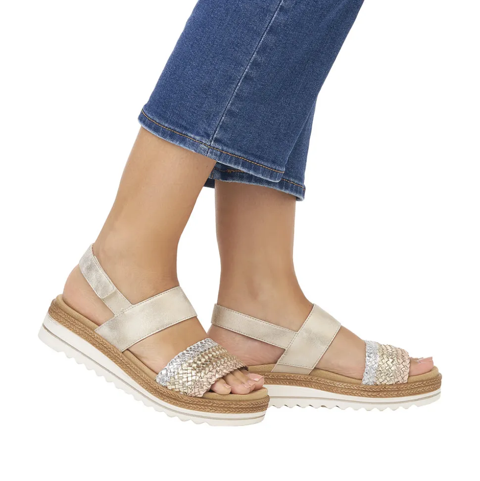 Discount Rieker Remonte Sandal Dame Guld,sølv