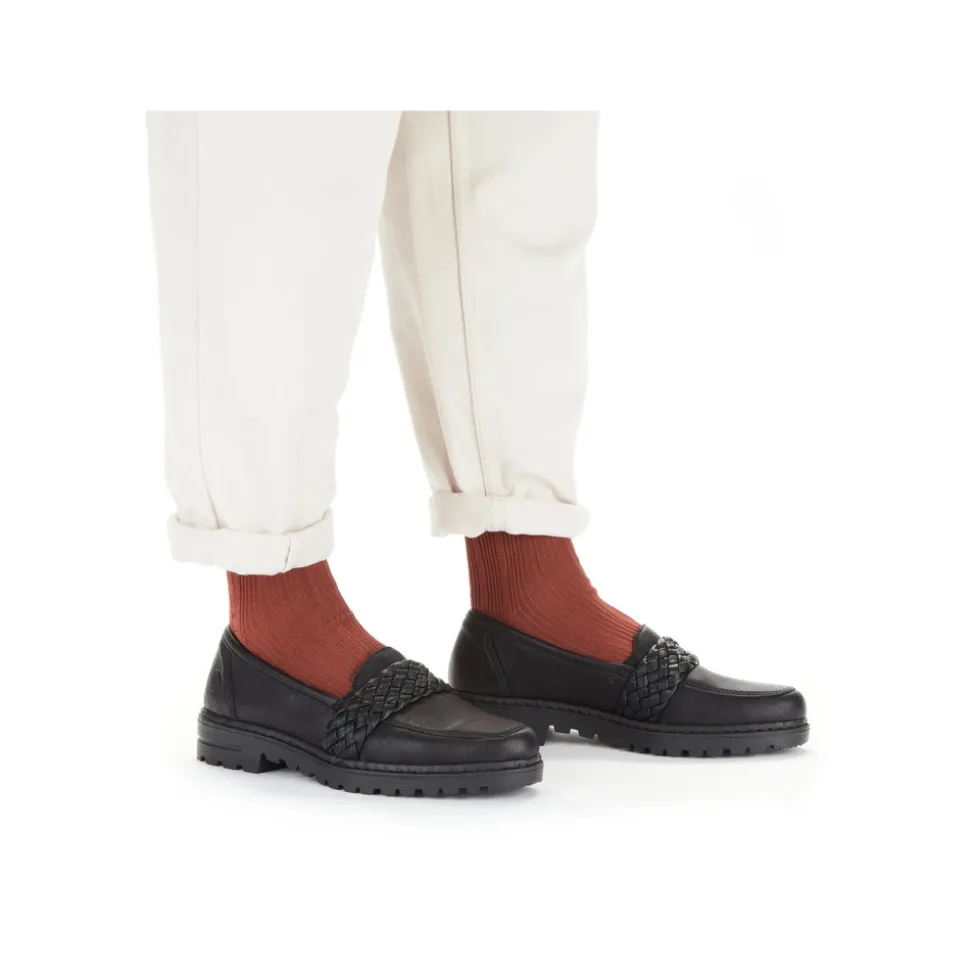 Discount Rieker Loafers Dame Sort