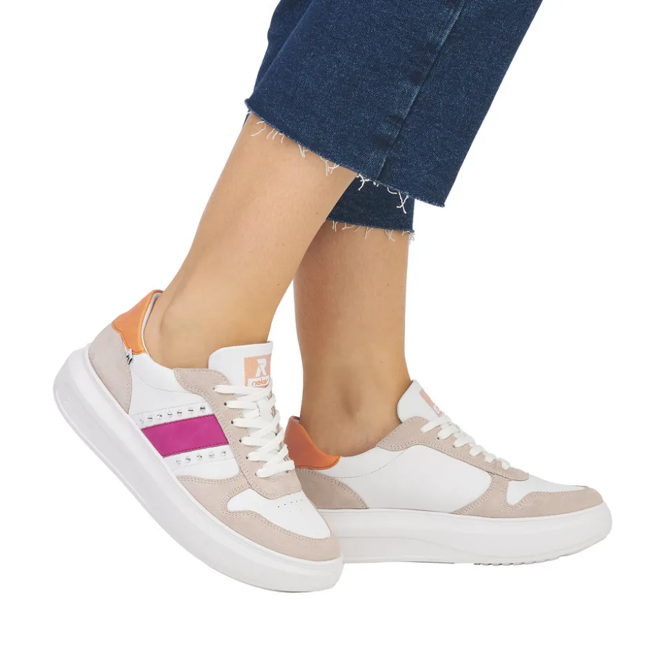 Store Rieker Revolution Sneakers Dame Beige,hvid,orange,pink