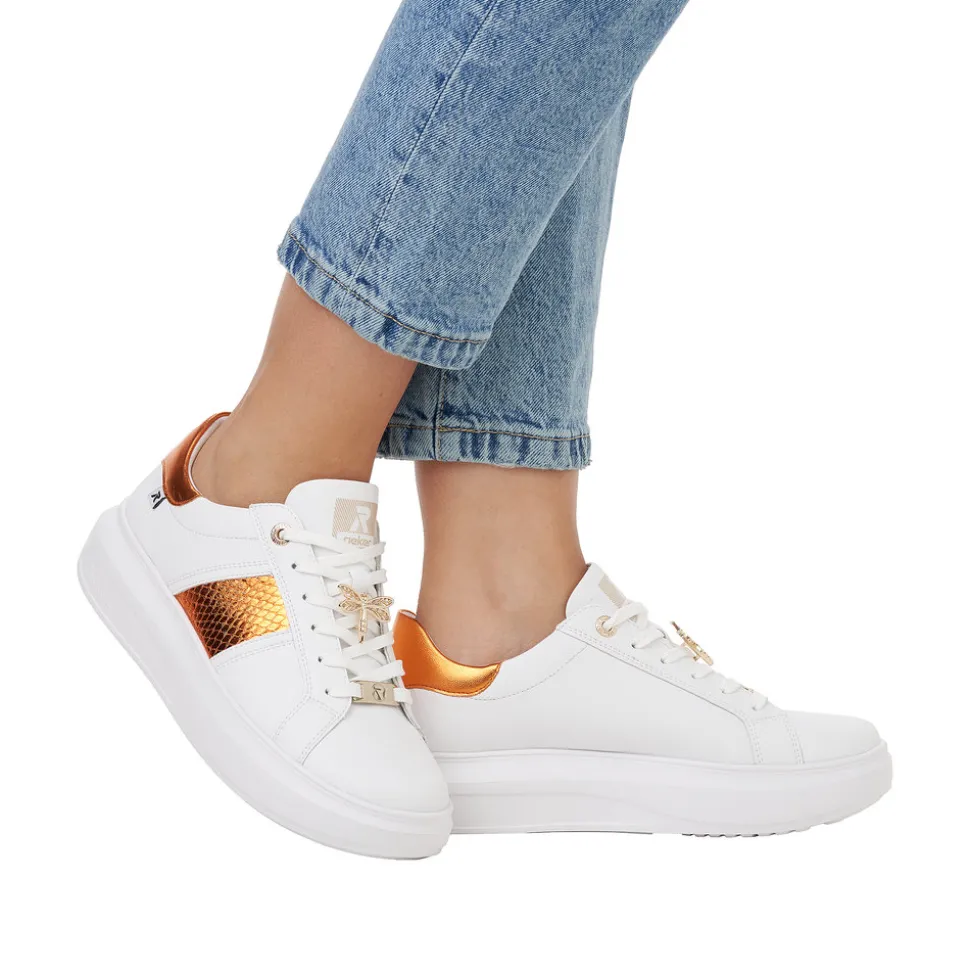 Hot Rieker Revolution Sneakers Dame Hvid,orange