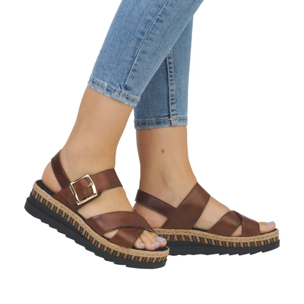 Shop Rieker Sandal Dame Brun,sort